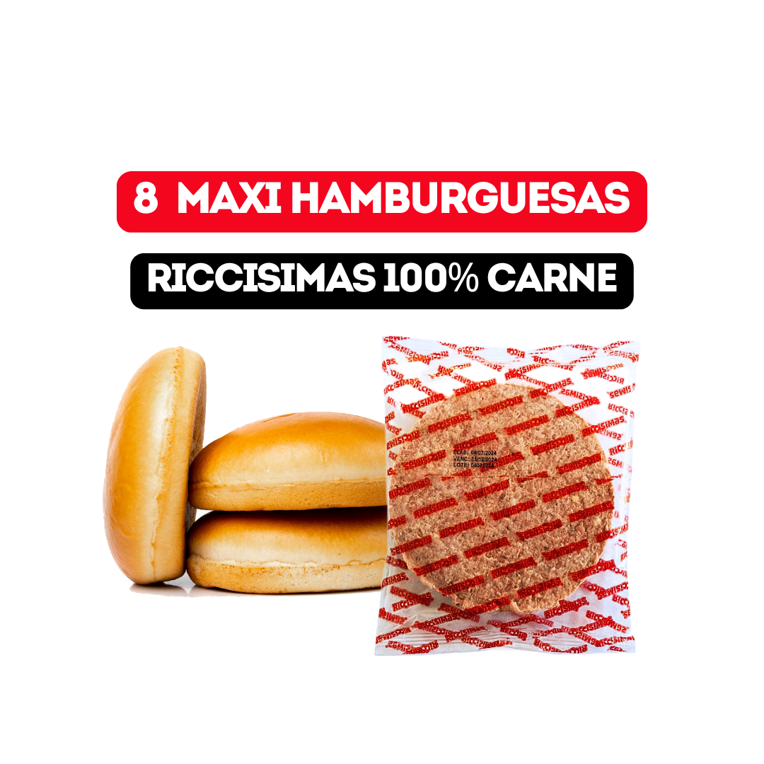 8 MAXI HAMBURGUESAS RICCISIMAS 110GR CON PAN