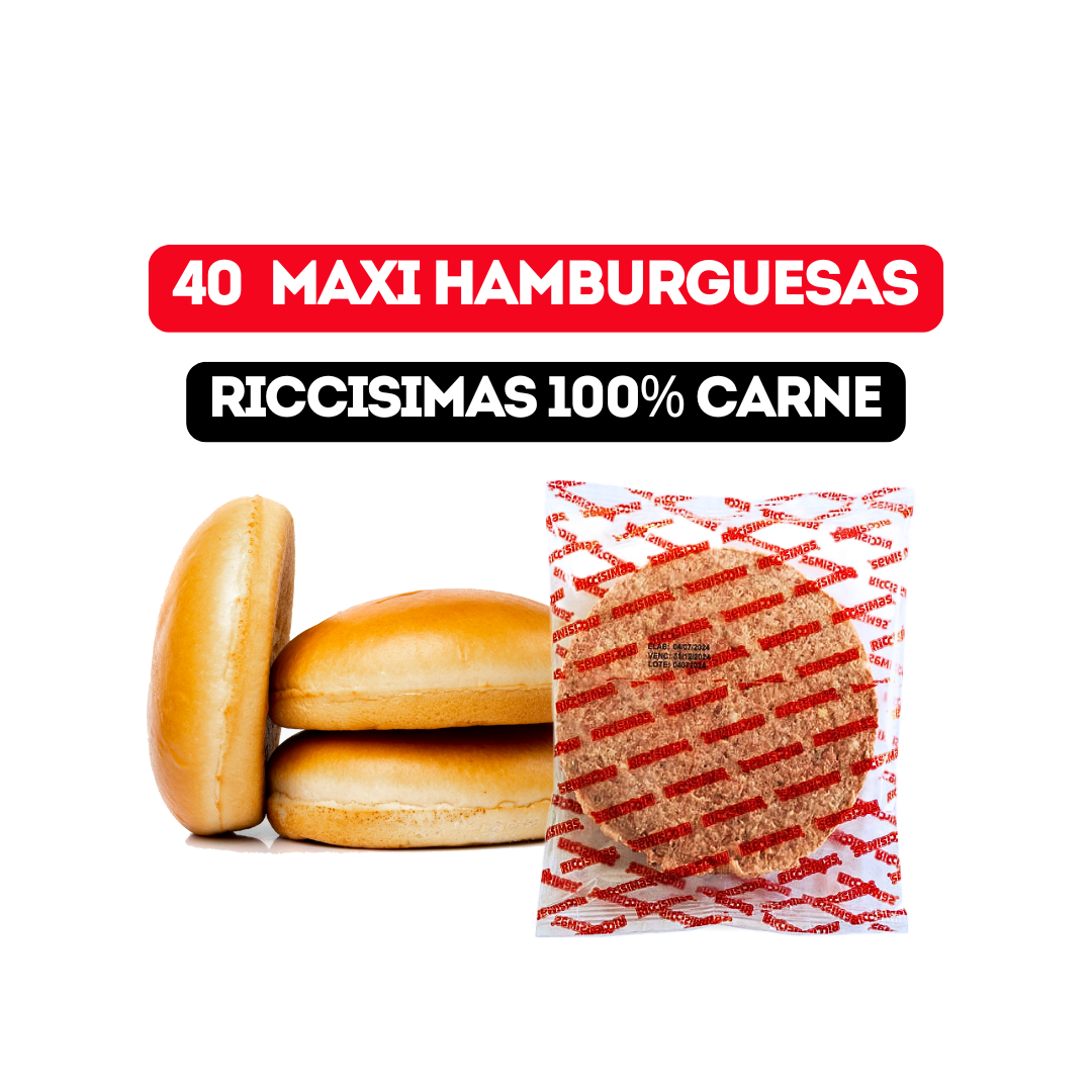 40 MAXI HAMBURGUESAS RICCISIMAS 110GR CON PAN